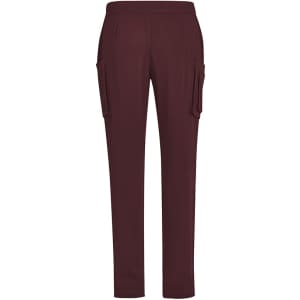 Maroon men's straight leg scrub pants featuring side pockets and an elastic waistband. The pants have a sleek, professional design.