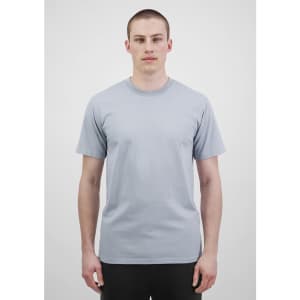 A light blue men's short sleeve tee displayed on a model against a plain background, featuring a logo on the chest.