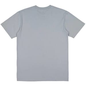 A light grey men's short sleeve tee featuring a simple design and a logo on the back.