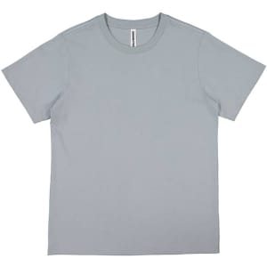 A grey women's short sleeve t-shirt displayed flat. The shirt has a simple design and features a logo.