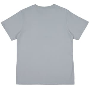 A grey women's everyday short sleeve tee with a simple design and a branded logo on the back.