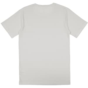 A plain grey short sleeve tee with a simple design and a logo on the back.