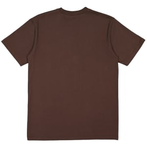 A brown short sleeve men's t-shirt with a plain back. It has a simple design and includes a logo.