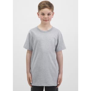 A grey short sleeve tee designed for kids, featuring a simple style with no visible logos.