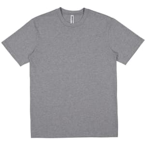 A grey men's short sleeve tee with a standard crew neck and a small logo on the label.