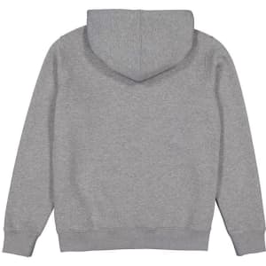 A grey women's everyday hoodie featuring a drawstring hood and a plain back design, with a logo present.