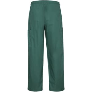 Classic unisex scrub cargo pant in green with elastic waistband and side pockets. Features a discreet logo.