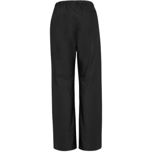 Black women's bootleg scrub pants with an elastic waist and straight legs, featuring a simple design.
