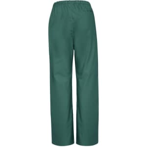 Classic women's bootleg scrub pants in a rich green colour, featuring an elastic waistband and a back pocket.