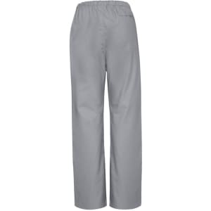 A pair of classic women's bootleg scrub pants in light grey, featuring a wide leg design and an elastic waistband.