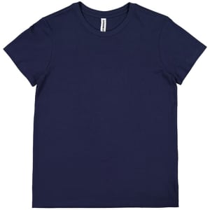 A navy short sleeve tee with a standard crew neck and a label inside. It has a simple design and no visible patterns.