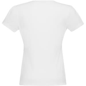 A white women's chic top featuring short sleeves and a fitted design. The back view highlights its simple style.