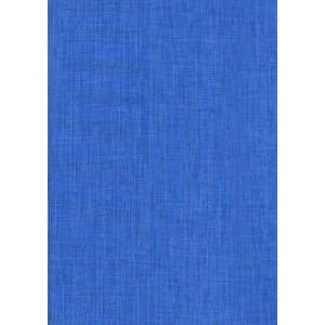 A textured fabric in a calming shade of blue, suitable for a women's shirt. Features a logo.