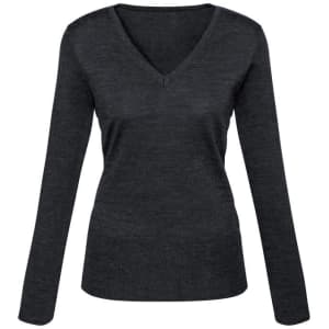 A women's Milano pullover in dark grey, featuring a V-neck and long sleeves. It has a simple design with no visible logos.