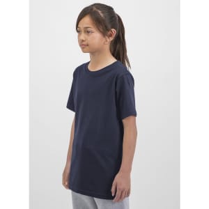 A navy short sleeve tee designed for youth, featuring a classic fit and simple styling.