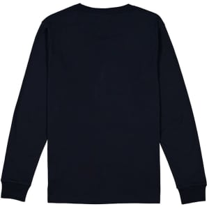 A long sleeve tee in navy blue with a plain back design and fitted cuffs. Features a small logo on the label.