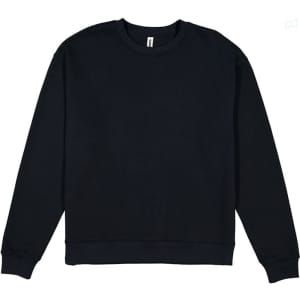 A black men's crew sweatshirt featuring a round neck and long sleeves, with a small logo on the front.