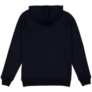 A navy blue men's hoodie featuring a hood and long sleeves, with a plain back design.