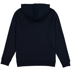 A navy women's hoodie with a hood and long sleeves. The back view shows a simple design with no visible branding.