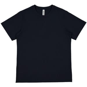 A navy women's short sleeve tee featuring a crew neckline and a logo on the label.