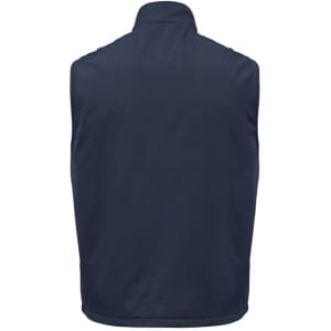 A unisex reversible fleece vest in navy, featuring a high collar and no sleeves, with a logo at the back.