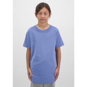 A short sleeve tee for kids in blue, featuring a simple design and a relaxed fit.