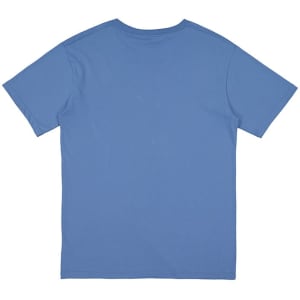 A short sleeve tee in a blue colour featuring a simple back design and a branding logo.