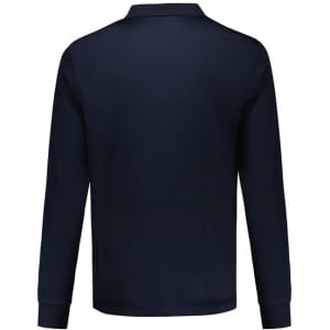 A men's long sleeve polo shirt in navy blue, featuring long sleeves and a collar, with a logo on the chest.