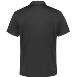 A black men's action short sleeve polo shirt with a plain back and no visible logos.