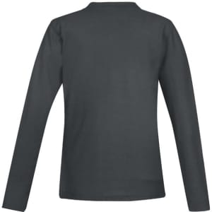 A long sleeve polo shirt in dark green, featuring a simple design with a logo. Back view displayed.