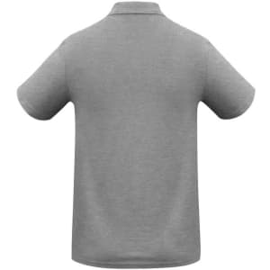 A grey Crew Mens Polo shirt with a collar and short sleeves, featuring a logo on the back.