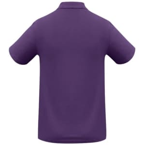 A purple Crew Mens Polo shirt with short sleeves and a collared neck, featuring a logo.