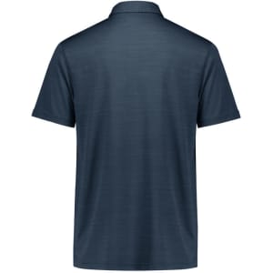 A navy short sleeve polo shirt featuring a classic collar and a branded logo.