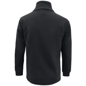 A men's heavy weight fleece jumper in black, featuring a high collar and long sleeves. It has a logo on the back.