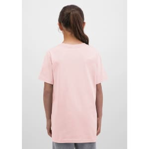 A back view of a pink short sleeve tee. The shirt is plain with no visible logos or designs.