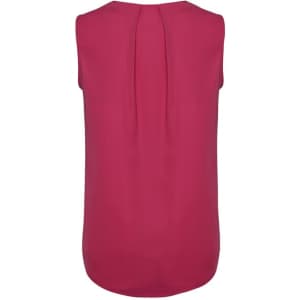A sleeveless blouse in vibrant magenta with pleat detail at the back, featuring a smooth, flowing design.