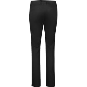 A pair of black women's slim leg stretch chino pants, featuring a classic design with back pockets and a logo.