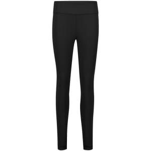 A pair of black high-rise pull-on corporate leggings with a fitted design and a waistband.