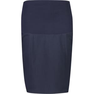A dark navy maternity skirt with a stretchy waistband and a fitted silhouette. It features a smooth, unembellished design.