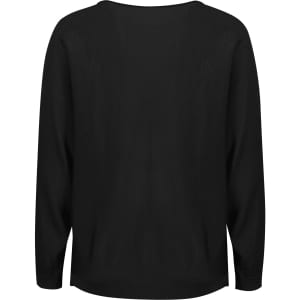 A black batwing sweater top with long sleeves and a relaxed fit, featuring a simple design and no visible logos.