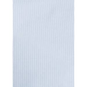 A light blue button-up shirt with a subtle striped pattern. The shirt features short sleeves and has a logo.