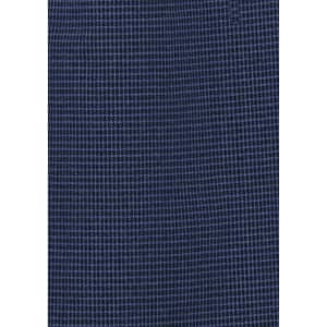 A textured fabric in navy blue featuring a grid pattern, suitable for a long sleeve button-up shirt.