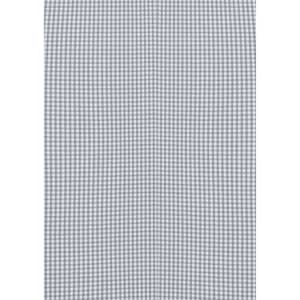 A button-up shirt in a grey check pattern with a logo on the chest.