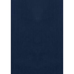 A dark navy blue short sleeve button-up shirt with a subtle texture and a logo on the chest.