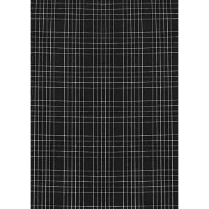 A patterned fabric featuring a black background with white grid lines, suitable for men's long sleeve shirts.