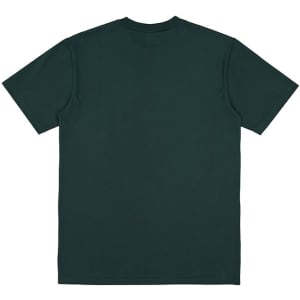 A dark green short sleeve tee shirt with a plain back view, featuring a logo.