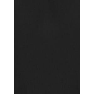 A black short sleeve button-up shirt featuring a logo.