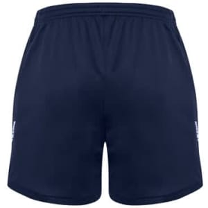 Navy sports shorts featuring a logo, designed for children. Simple and comfortable with an elastic waistband.