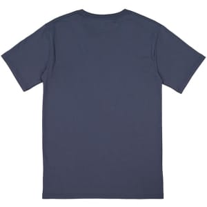 A navy blue short sleeve T-shirt with a simple design and no visible markings on the back.