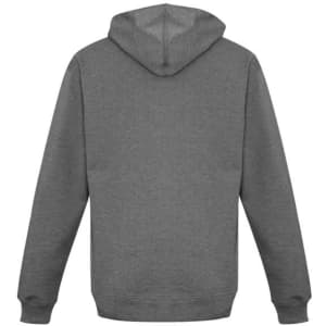 A grey men's crew hoodie with a hood and long sleeves, featuring a plain back design.